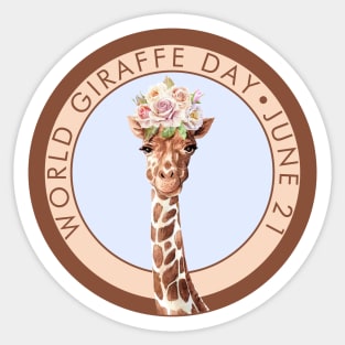 World Giraffe Day, watercolor giraffe roses Sticker